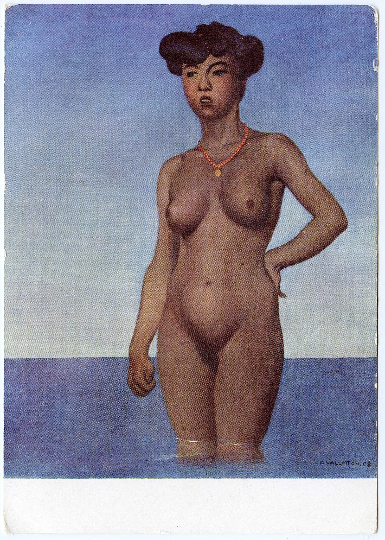 Vintage Rare Postcard Nude Art by Vallotton, 1908: Provenance from a PBC Collector. We have included quality scans to show it's actual condition. The dimensions of an antique postcard are Approx. 5.5"x 3.5" (small variances can occur). This lot is loc