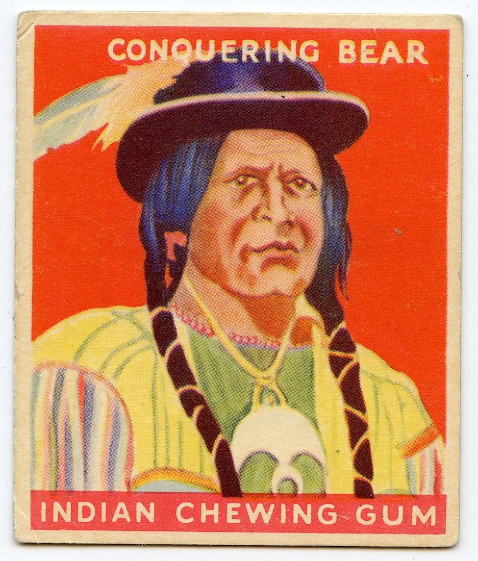 1933 Goudey Indian Gum Card # 39 CONQUERING BEAR: The provenance of this lot is from a quality collector in Palm Beach. We have included quality scans to show it's actual condition. This lot is located in Boca Raton, Fl and its shipment will be made 
