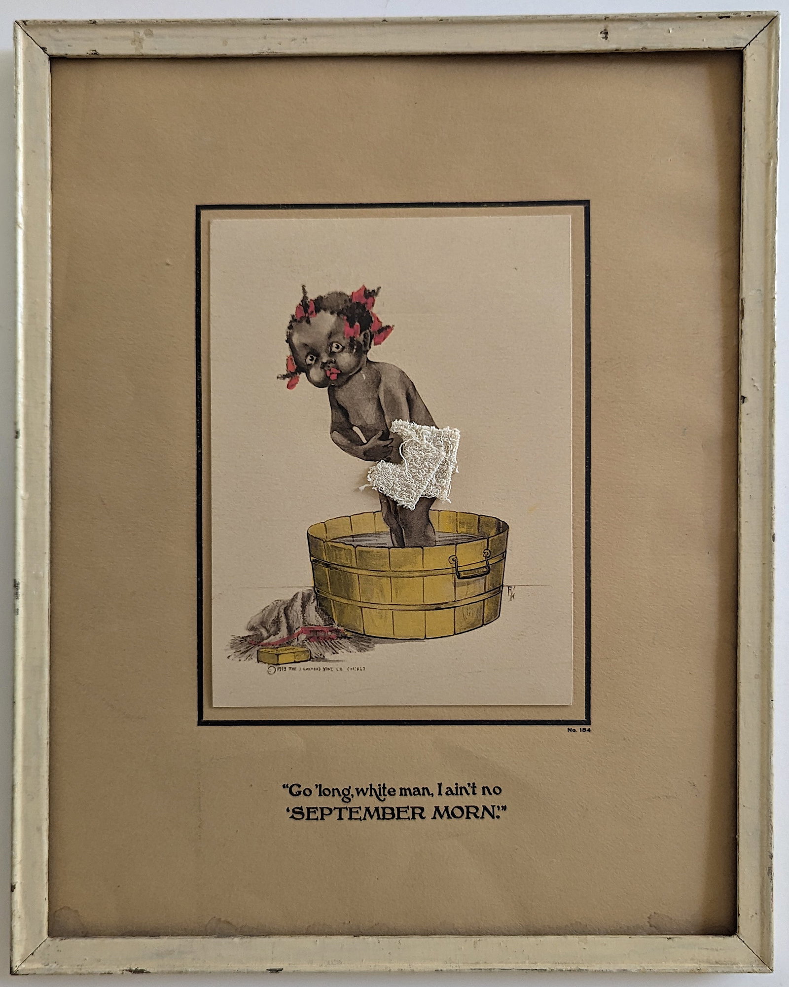 913 J. Raymond Howe Co. Black Americana Colored Lithograph: The provenance of this lot is from a quality collector in Palm Beach.The dimensions are Approx. 7.5" x 5.75" (art) and 15" x 11.75" (frame). We have included quality scans to show it's actual conditio