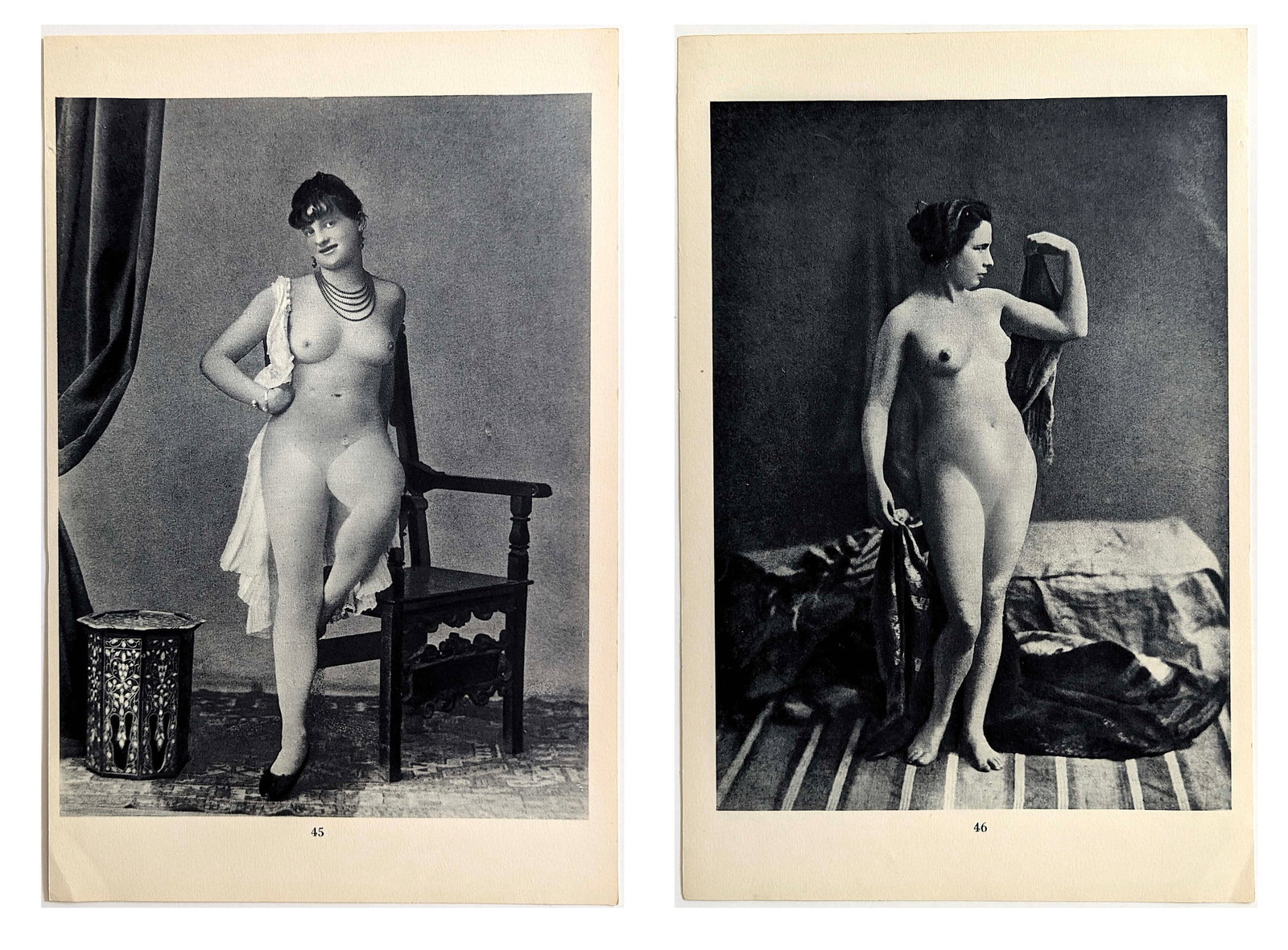 Antique 1930 Double Sided French Heliogravure Artistic Nude: The provenance of this lot is from the state of a collector in Paris, France. The paper dimensions are Approx. 10.60" x 7". We have included quality scans to show it's actual condition. This lot is lo