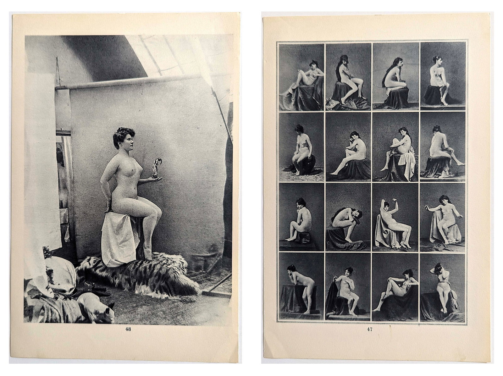 Antique 1930 Double Sided French Heliogravure Artistic Nude: The provenance of this lot is from the state of a collector in Paris, France. The paper dimensions are Approx. 10.60" x 7". We have included quality scans to show it's actual condition. This lot is lo