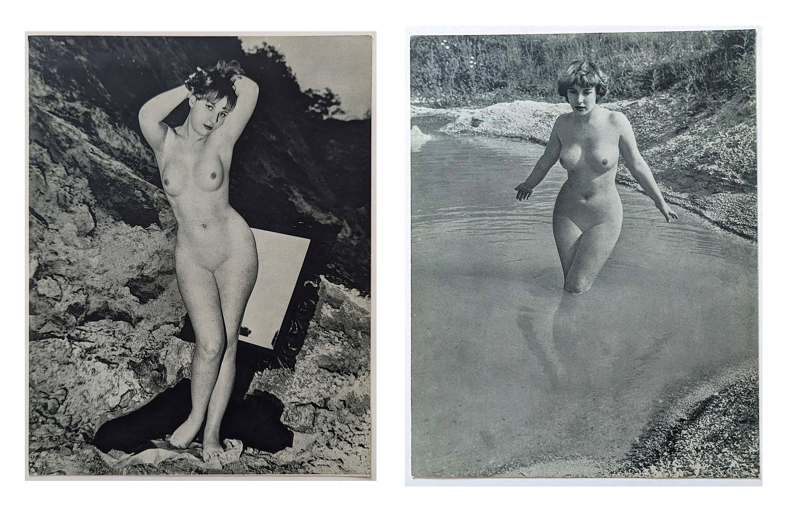 Double Sided French Heliogravure Nude Female ROLAND CARRE: The provenance of this lot is from a quality collector in Palm Beach.The dimensions are Approx. 11.5" x 9" (Sheet). We have included quality scans to show it's actual condition. This lot is located in