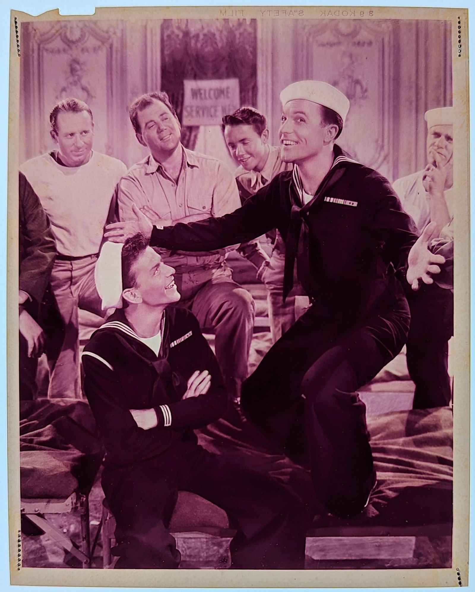 Vintage 1940s Film Transparencie (+) GENE Kelly and FRANK SINATRA: Anchors Aweigh (Original photograph of Gene Kelly and Frank Sinatra from the 1945 film) - Frank Sinatra, Gene Kelly (starring); George Sidney (director); Isobel Lennart (screenwriter); Kathryn Grayson