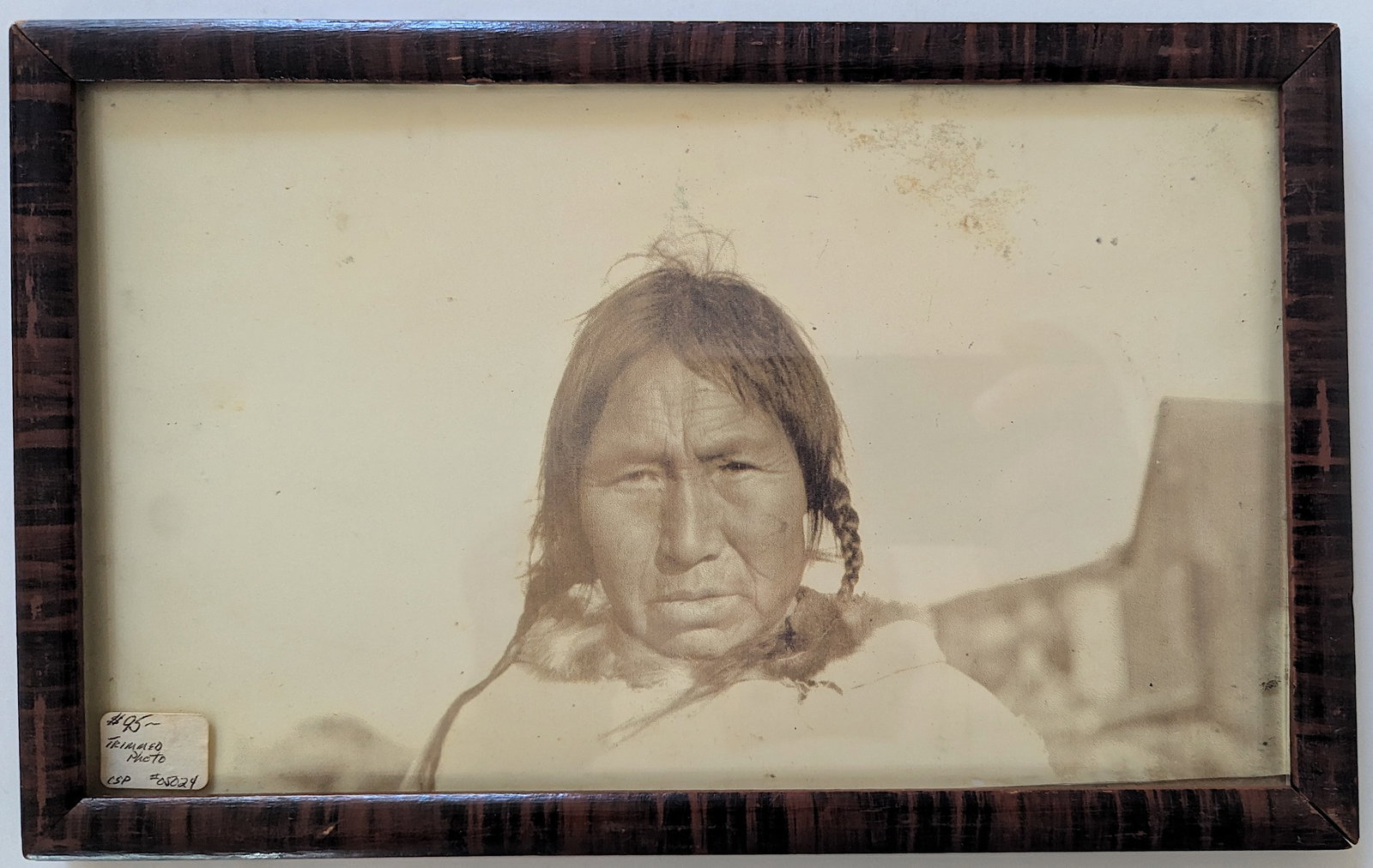 Vintage Photograph Native Indian American Portrait: Provenance from a deceased Collector in South Florida. We have included quality images to show it's actual condition. the dimensions are Approx. 7" x 11" (frame). This lot is located in Boca Raton, Fl