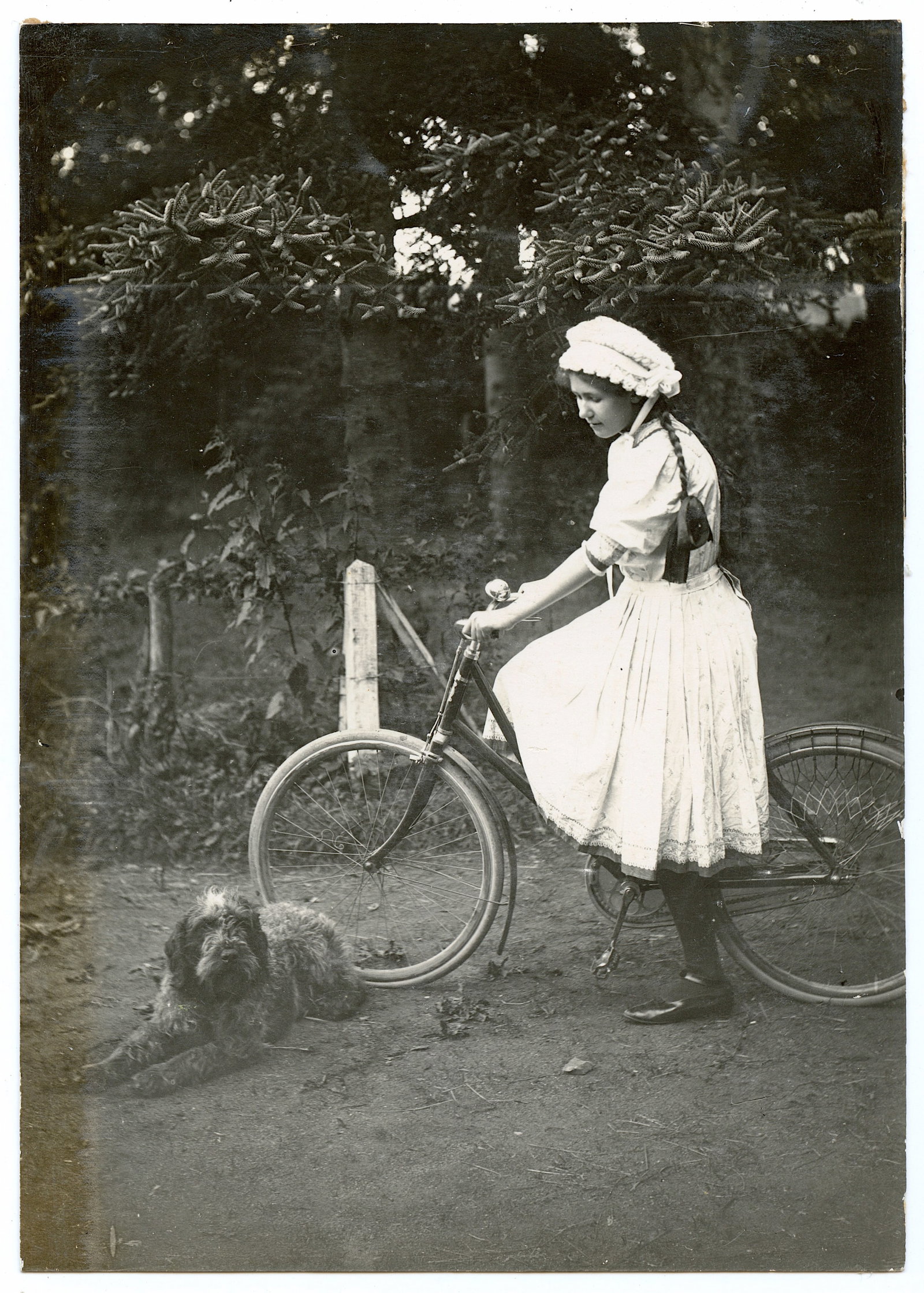 Antique Scarce Original Early Photo Women Bicycle Dog: The provenance of this lot is from a quality collector in Paris, France. The dimensions are Approx. 6.5" x 4.5". We have included quality scans to show it's actual condition. This lot is located in Bo