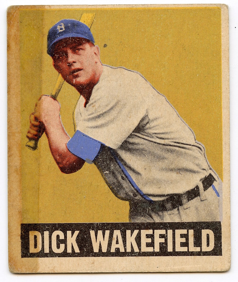 1948 Leaf Dick Wakefield #50: Baseball Card. Provenance from a PBC Collector. We have included quality scans to show it's actual condition. This lot is located in Boca Raton, Fl and its shipment will be made directly by Artelisted