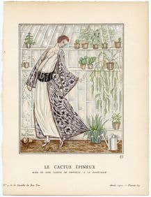 1920 Art Deco Gazette de Bon Ton Pochoir Cactus Epineux by Zenker