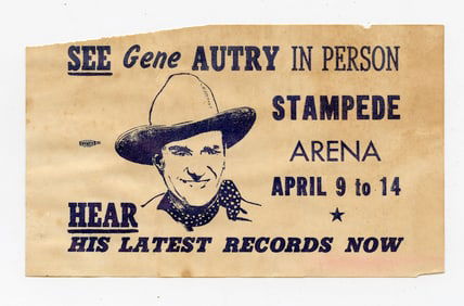 Vintage 1940s GENE AUTRY Advertising Stampede Arena