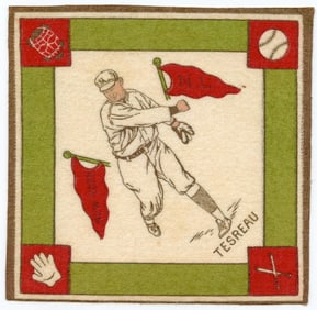 Vintage 1914 Baseball Felt Blanket from Approx. 5.25" x 5"