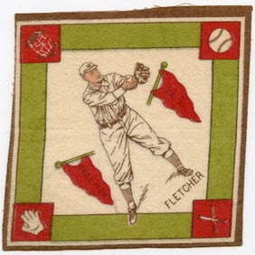 Vintage 1914 Baseball Felt Blanket from Approx. 5.25" x 5"