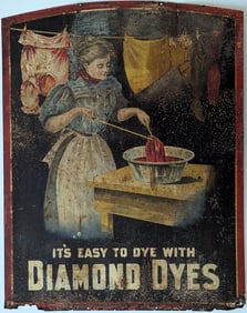 Antique DIAMOND DYES Tin Advertising Sign