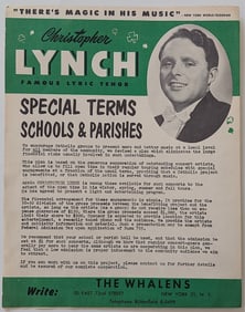 CHRISTOPHER LYNCH Opera Tenor 1940s Ephemera