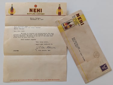 Vintage NEHI Soda Letter Ref. Display Capitol Theater, GA