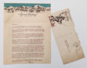 Vintage Hand Signed GENE AUTRY Letter, 1942