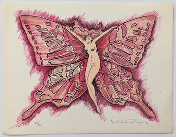 MICHELE TUYES Signed Stone Lithograph Limited Ed. Art Deco