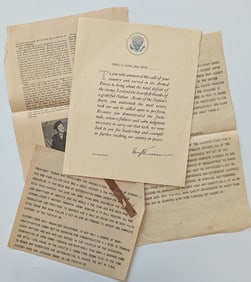 Ephemera with Thank You Letter by President Harry Truman