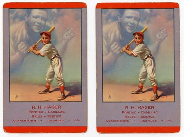 Set 4 Babe Ruth Playing Cards, Brown & Bigelow, 1953