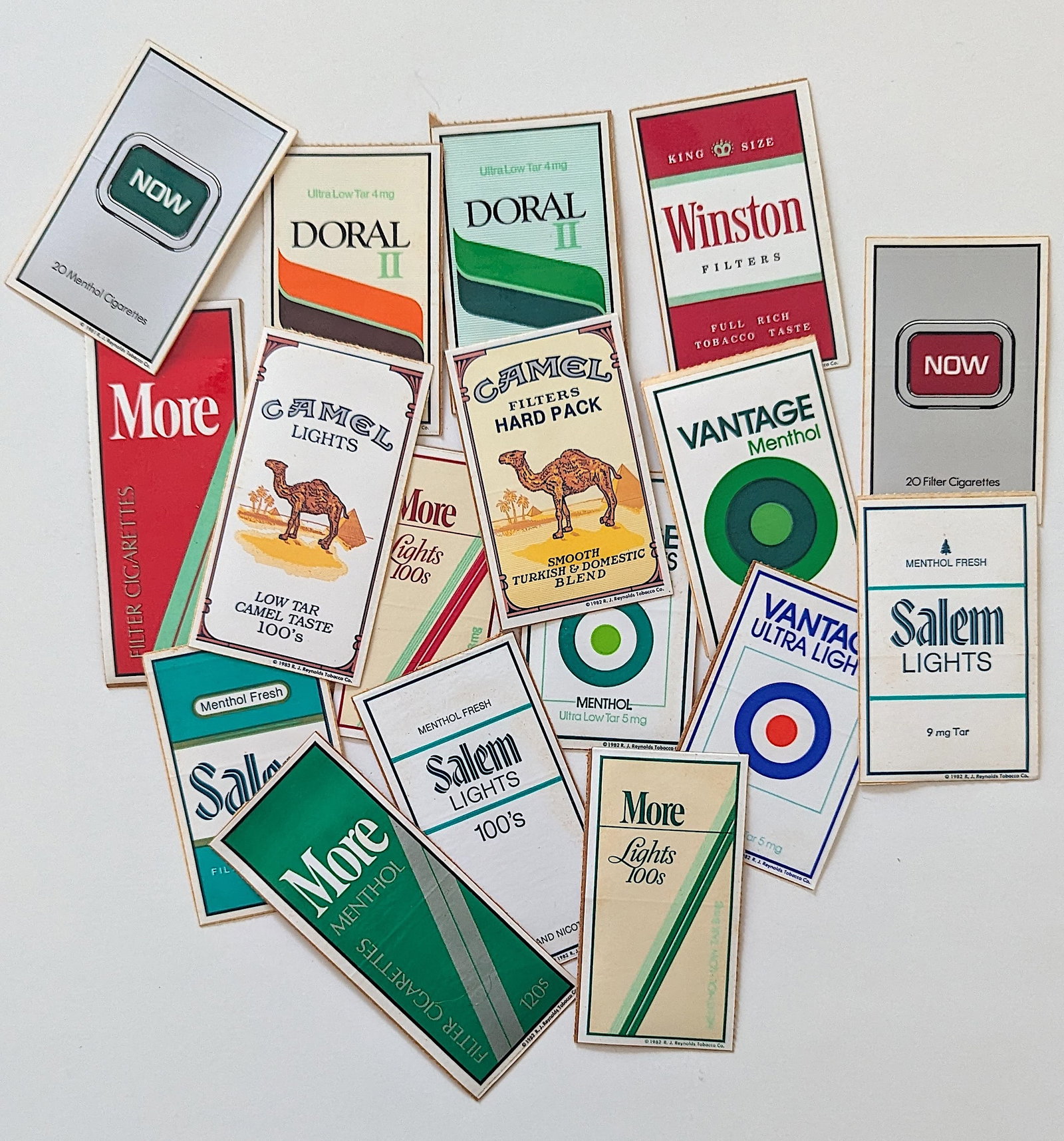 Vintage 1982 Set Cigarette Stickers J. Reynolds Tobacco Co.: This lot is coming from the estate of a collector in PBC. We have included a quality scan to show it's actual condition. This lot is located in Boca Raton, Fl and its shipment will be made directly by
