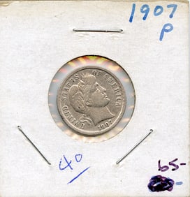 US Coin Collectors Barber Dime 1907 P