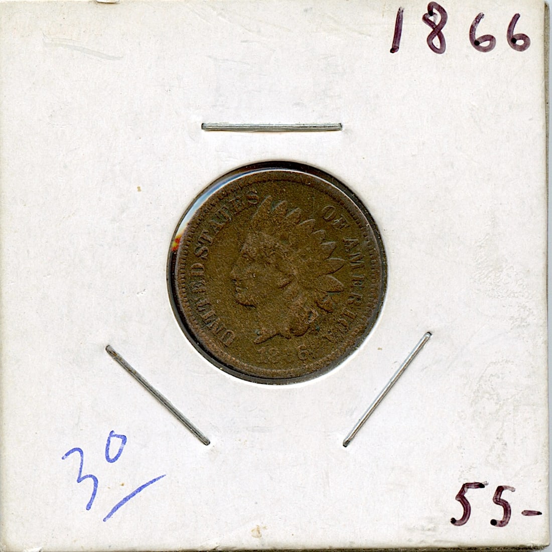US Coin Collectors Indian Head Cent 1866 (1 of 2)