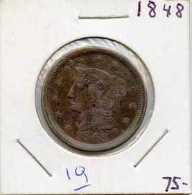 US Coin Collectors  Braided Hair  Cent, 1848