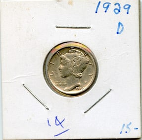US Coin Collectors Mercury Dime 10c 1929 D