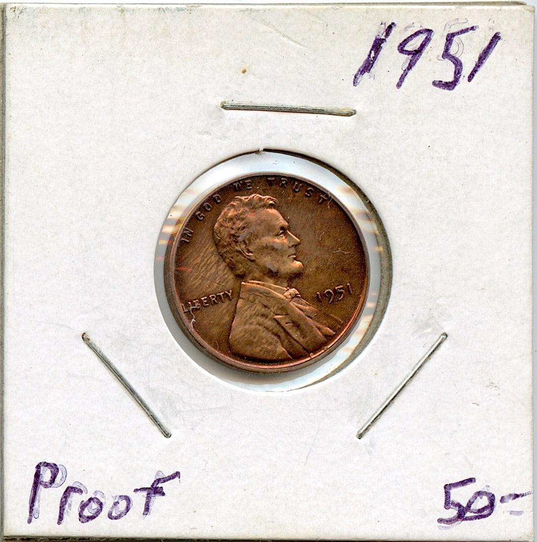 US Coin Collectors Proof Lincoln Cent 1951 (1 of 2)