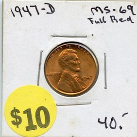 US Coin Collectors Lincoln Full Red 1947-D