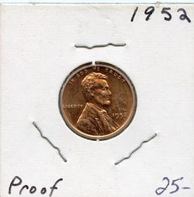 US Coin Collectors Proof Lincoln Cent 1952 Proof
