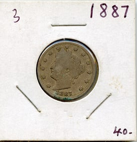 US Coin Collectors Liberty Head V Nickel 1887