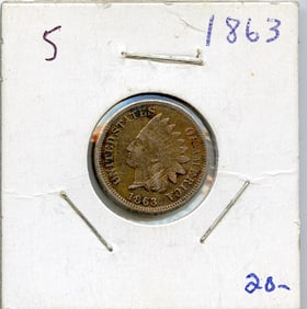 US Coin Collectors Indian Head Cent 1863