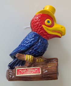 RARE Vintage KU Kansas Jayhawks 1969 Whiskey Ezra Brooks Decanter Ceramic
