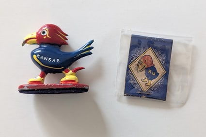 Vintage 1960s Rare cast iron Paper Weight + Matchbook KU University