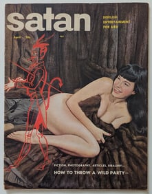 Bettie Page Cover & Centerfold Satan Magazine #2 1957 Very Rare