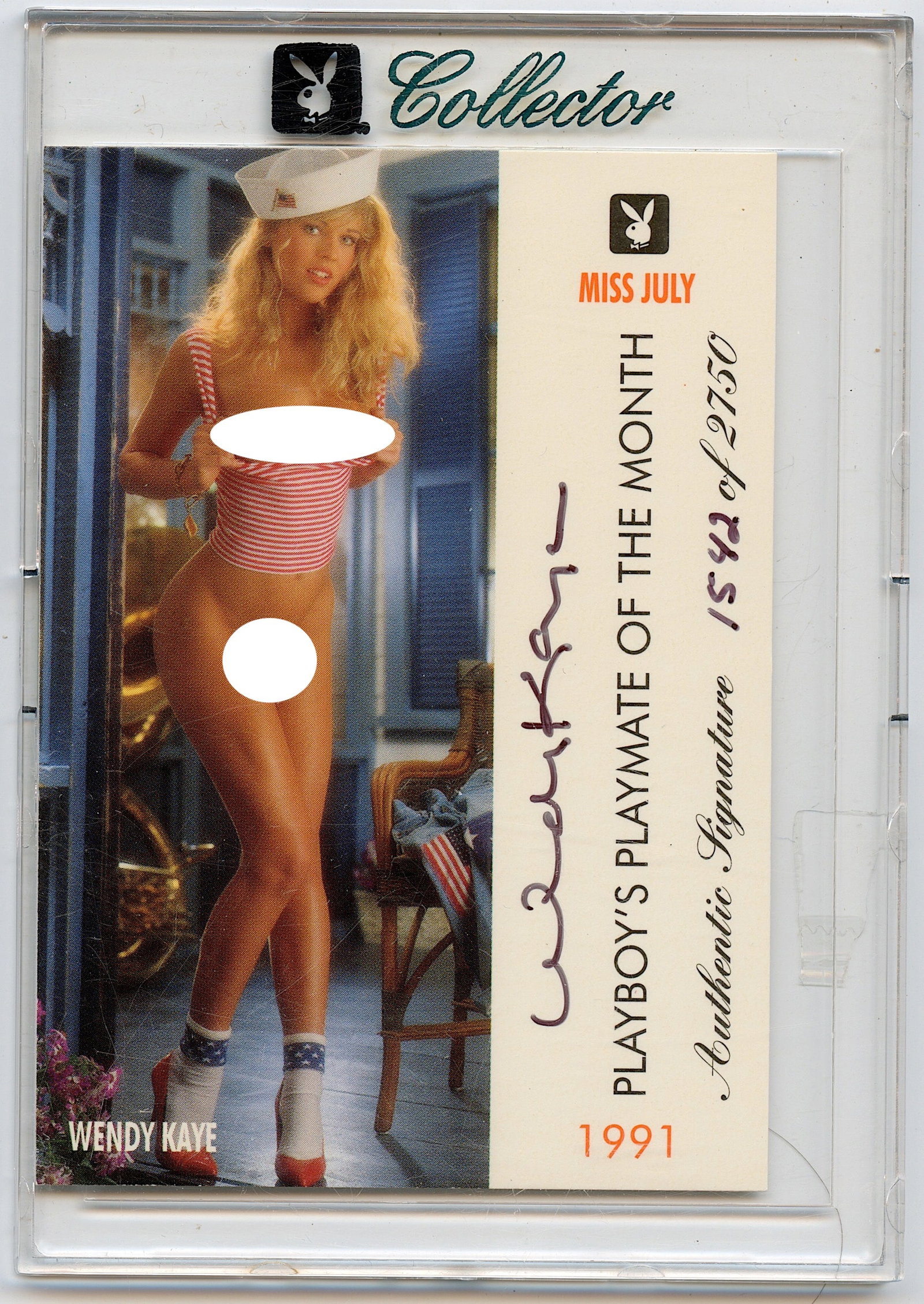 1996 Playboy Centerfold Collection July Edition Wendy Kaye 1991 Autograph: This lot is coming from the estate of a photographer in LA. We have included a quality scan to show it's actual condition. This lot is located in Boca Raton, Fl and its shipment will be made directly 