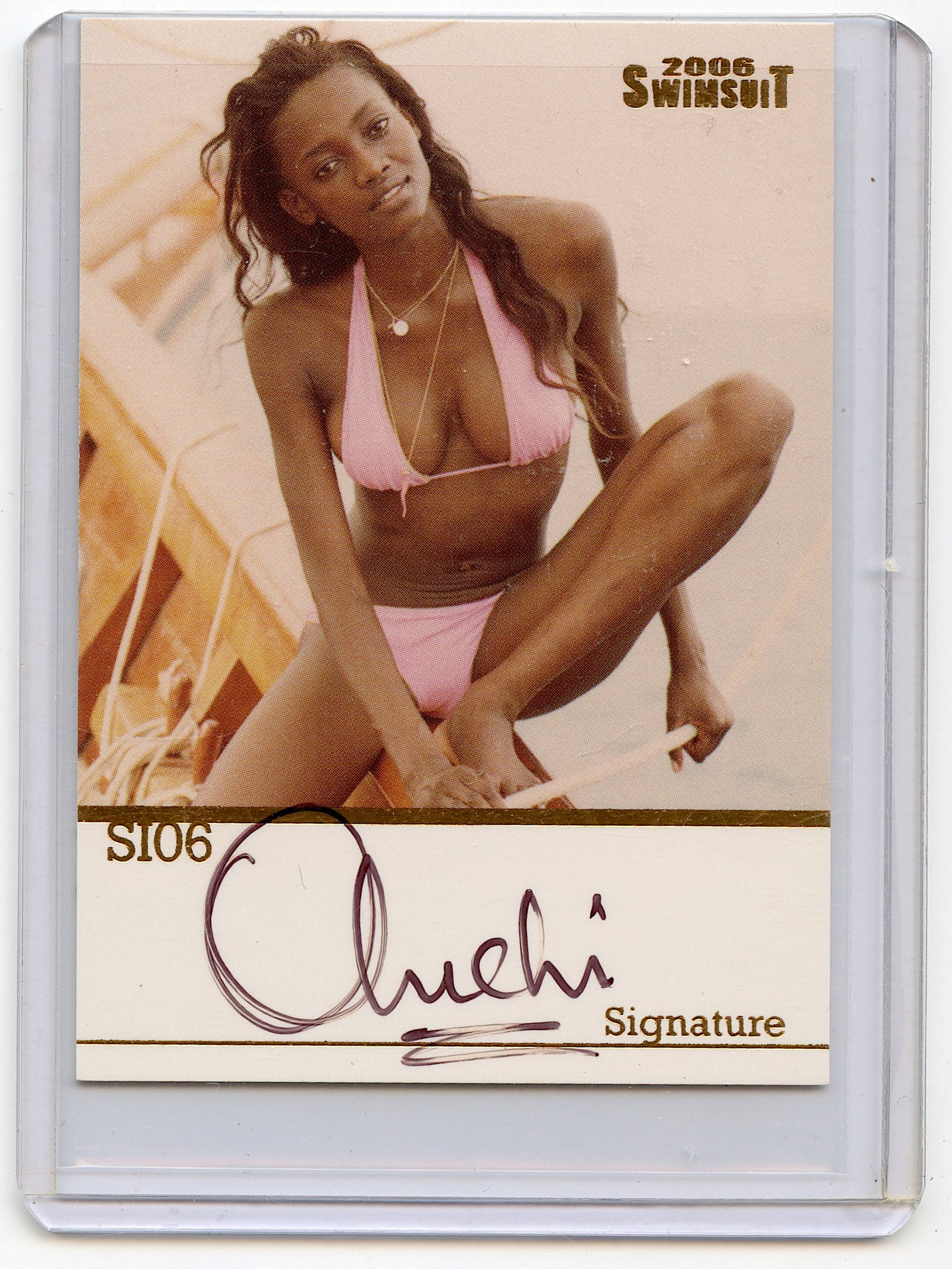 OLUCHI ONWEAGBA 2006 SPORTS ILLUSTRATED SI SWIMSUIT Autograph: This lot is coming from the estate of a photographer in LA. We have included a quality scan to show it's actual condition. This lot is located in Boca Raton, Fl and its shipment will be made directly 