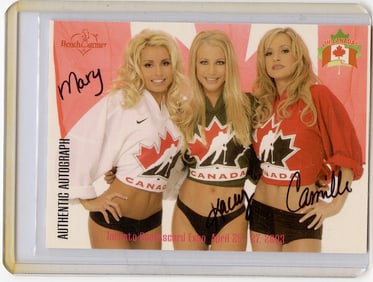 MARY RILEY KASEY & CAMILLE - TRIPLE AUTOGRAPH / BIKINI SWATCH