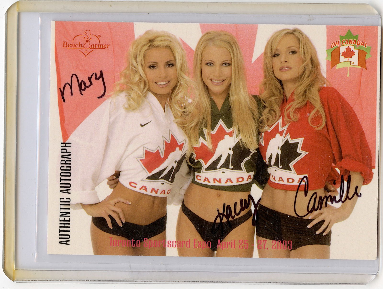 MARY RILEY KASEY & CAMILLE - TRIPLE AUTOGRAPH / BIKINI SWATCH (1 of 1)