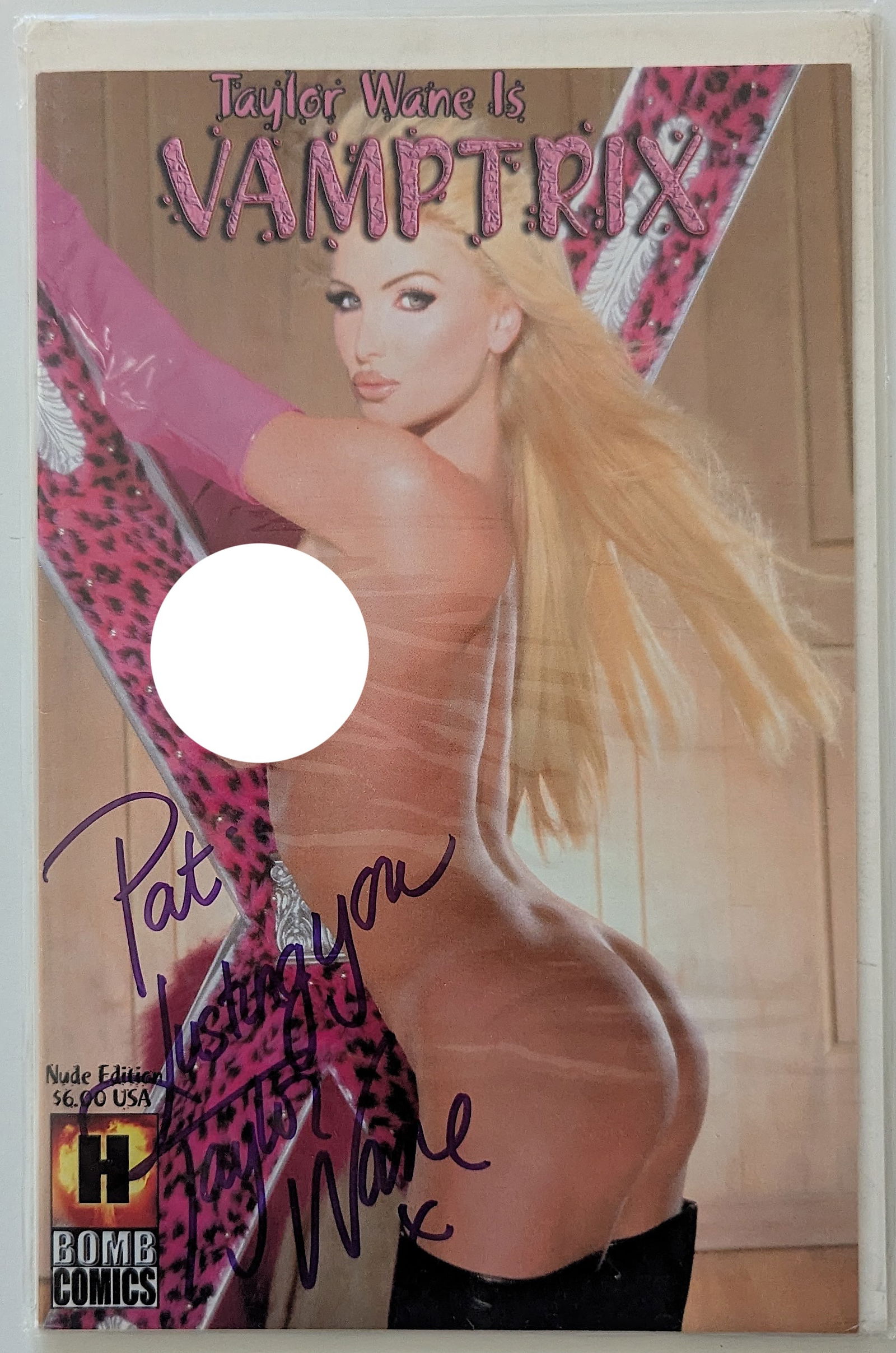 Bomb Comics Taylor Wane Is VAMPTRIX Hand Signed Autograph Rare (1 of 1)