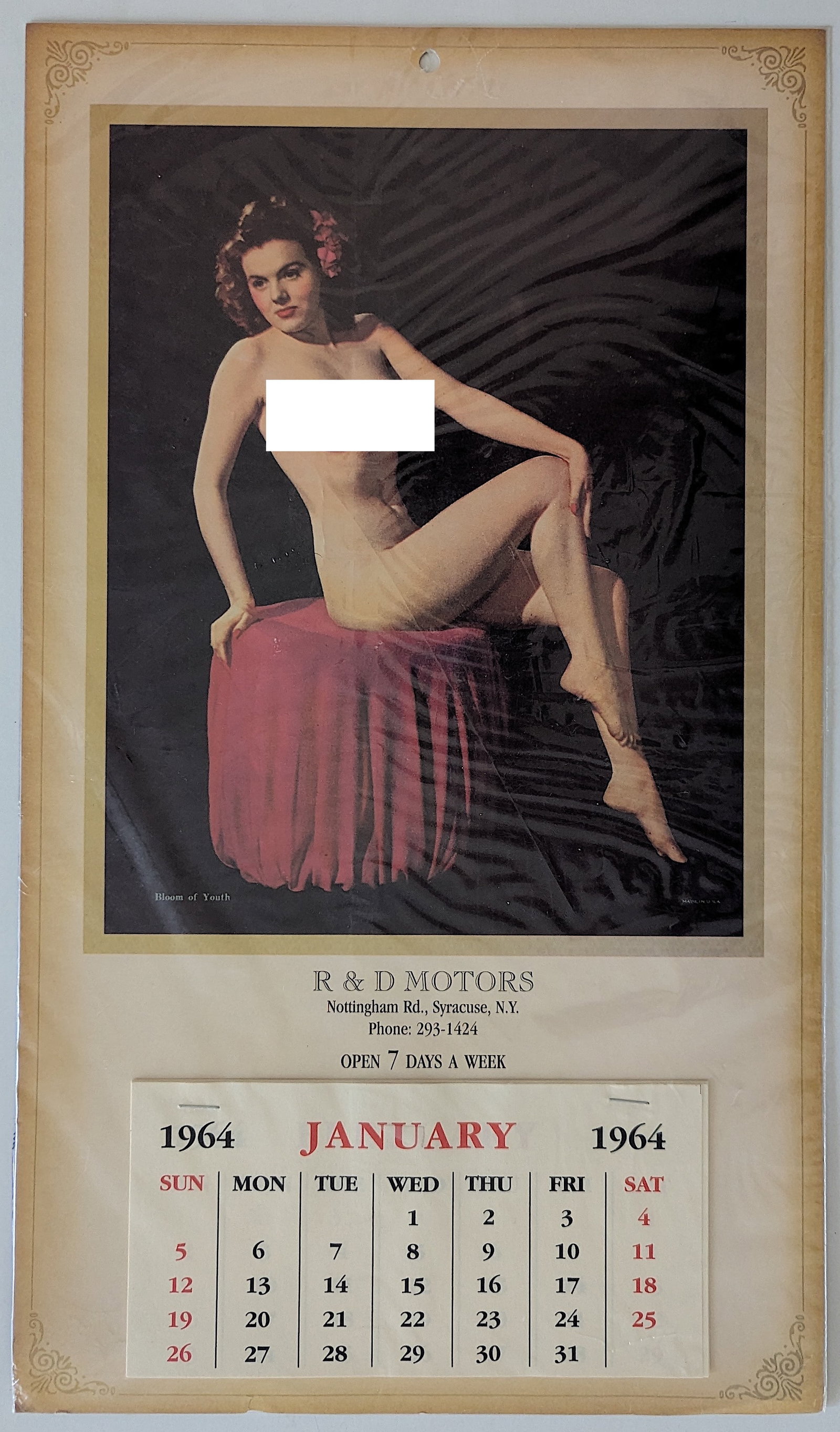 Vintage Original Complete 1964 Nude Woman Calendar: This lot is coming from the estate of a collector in RI. We have included a quality scan to show it's actual condition. This lot is located in Boca Raton, Fl and its shipment will be made directly by 