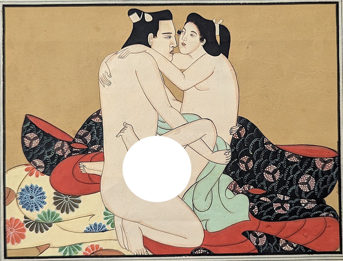 Original Painting Shunga Scene  10" x 8.25" (1 of 3)