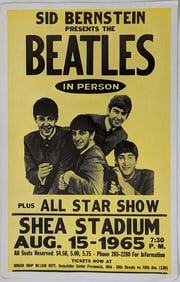 THE BEATLES 1965 SHEA STADIUM 60's CONCERT POSTER art NEW YORK JOHN LENNON RINGO