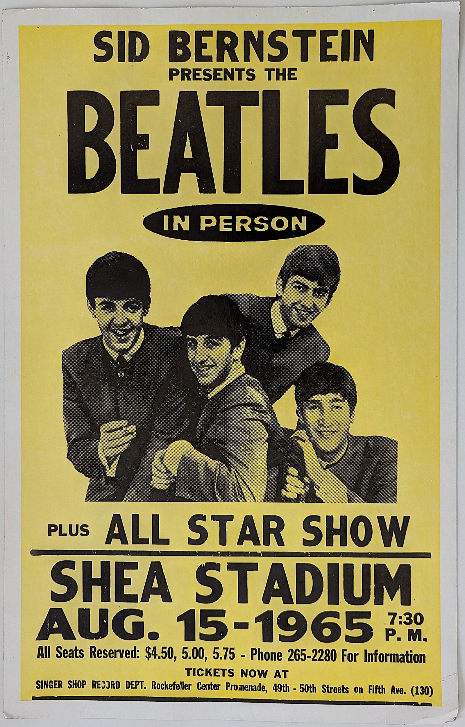 THE BEATLES 1965 SHEA STADIUM 60's CONCERT POSTER art NEW YORK JOHN LENNON RINGO (1 of 3)