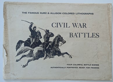Civil War Battle Scenes KURZ & ALLISON 4 Colored Lithographs 14" x 20"