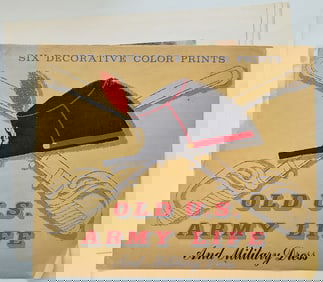 Vintage Old Army Life & Military Dress 6 Color Print Set 17" x 14"