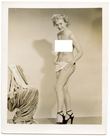 Vintage 1940s Photograph Pin Up Female Nude Model(s) 4" x 5.25"