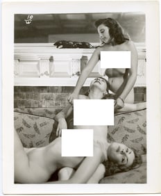 Vintage 1940s Photograph Pin Up Female Nude Model(s) 4" x 5.25"