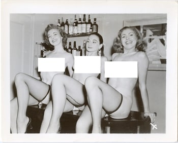 Vintage 1940s Photograph Pin Up Female Nude Model(s) 4" x 5.25"