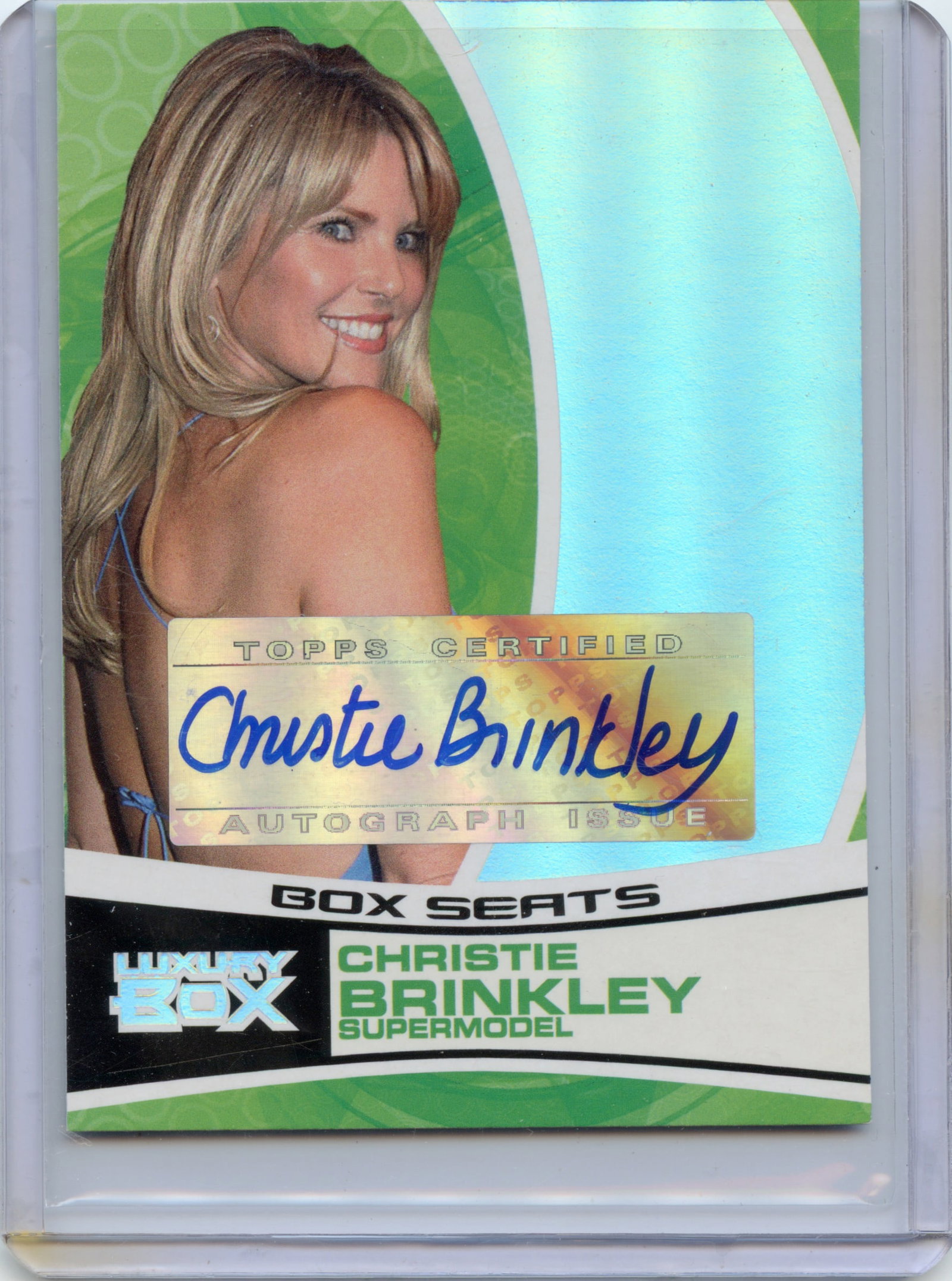Christie Brinkley Signed Card Topps Certified: This lot is coming from the estate of a photographer in LA. We have included a quality scan to show it's actual condition. This lot is located in Boca Raton, Fl and its shipment will be made directly 