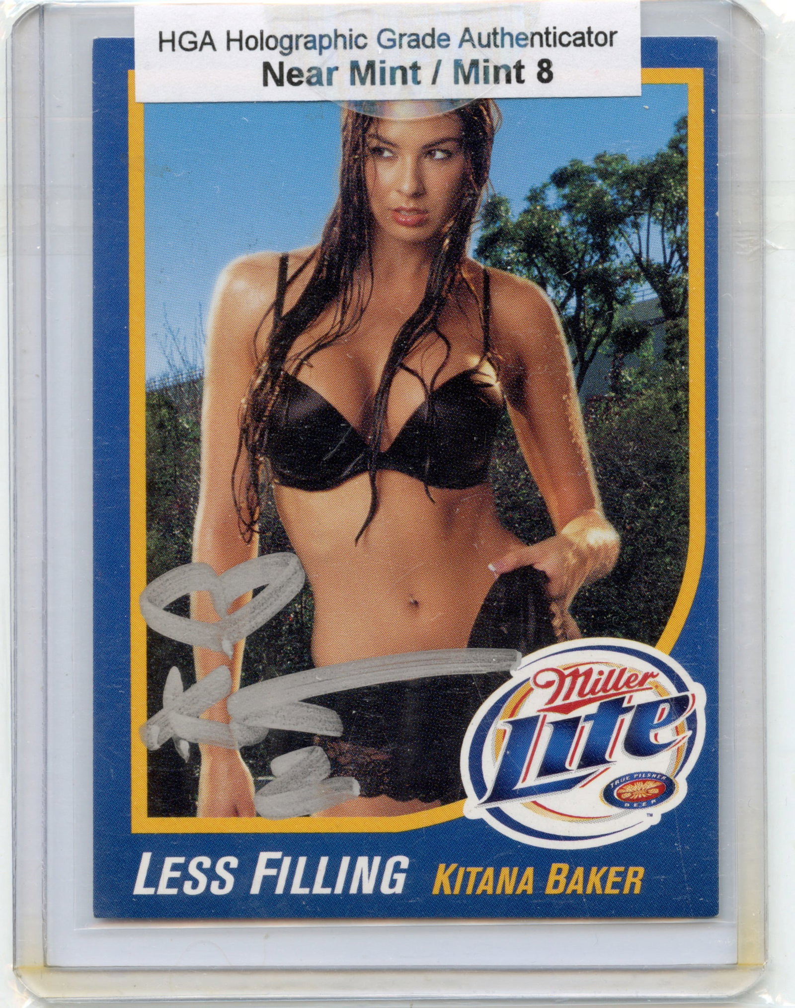 Kitana Baker IN PERSON signed 2003 Miller Lite promotion trading card: This lot is coming from the estate of a photographer in LA. We have included a quality scan to show it's actual condition. This lot is located in Boca Raton, Fl and its shipment will be made directly 